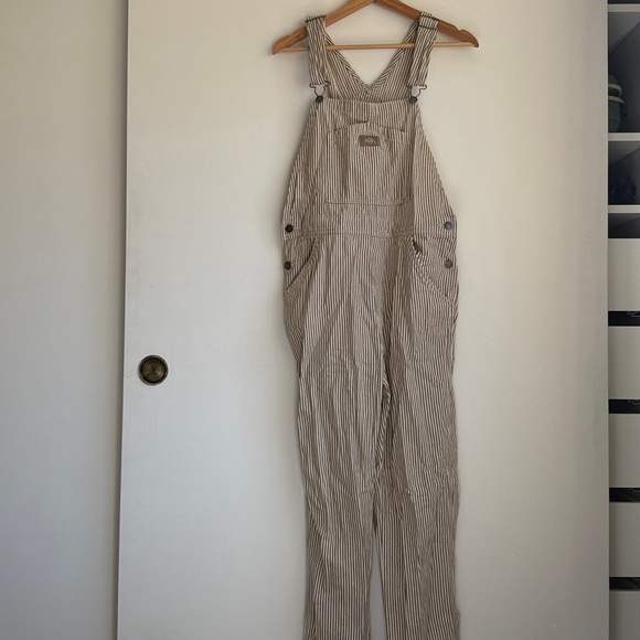 Dickies tan and White Striped Overalls - Picture 2 of 4